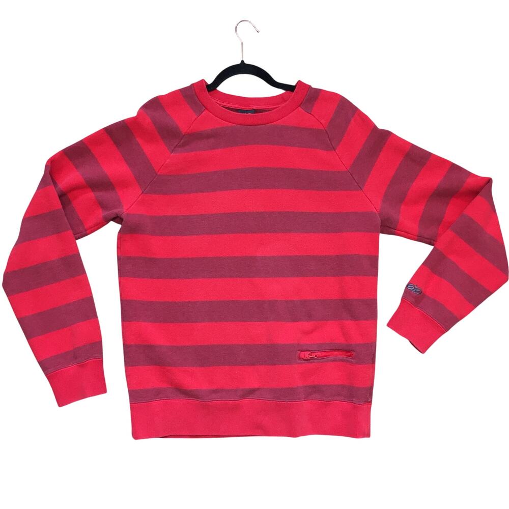 6.0 Nike 2011 Striped Pullover Sweatshirt Medium Zip Pocket Crew Neck Grunge